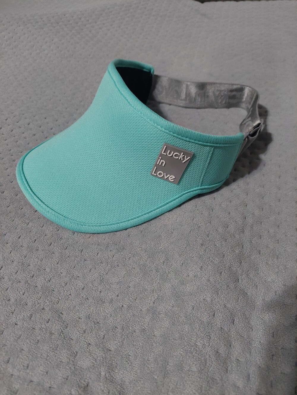 Lucky in Love Turquoise Sport Visor with Silver Strap